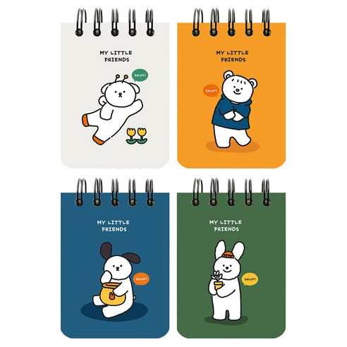 핑크풋 2000 꼬망 도톰한수첩 4종 120매, NAVY, GREEN, GRAY, YELLOW, 1세트
