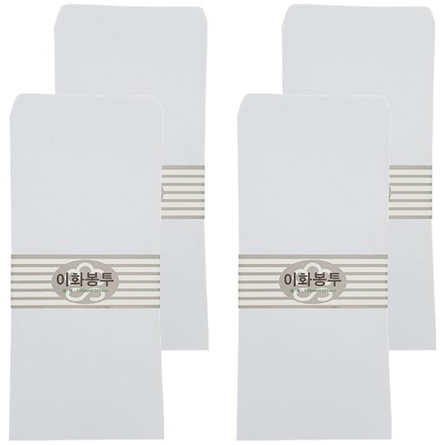 이화 인쇄무 규격봉투 70g 100 x 205 mm 100p, 화이트, 4개
