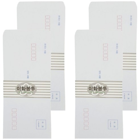 이화 인쇄유 규격봉투 70g 100 x 205 mm 100p, 화이트, 4개