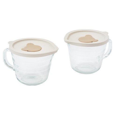 글라스락 베이비 곰돌이캡 계량 찜기, 500ml, 2개