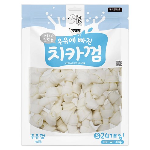 펫어스 강아지 우유에 빠진 치카껌 S 24p, 336g, 1개, 우유