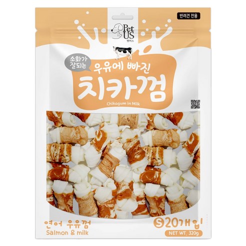 펫어스 강아지 치카껌 간식, 320g, 1개, 혼합맛(연어/우유)