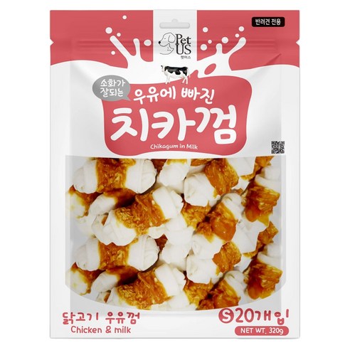 펫어스 강아지 치카껌 간식, 320g, 1개, 혼합맛(닭고기/우유)