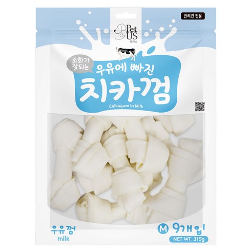 펫어스 강아지 우유에 빠진 치카껌 M 9p, 315g, 1개, 우유