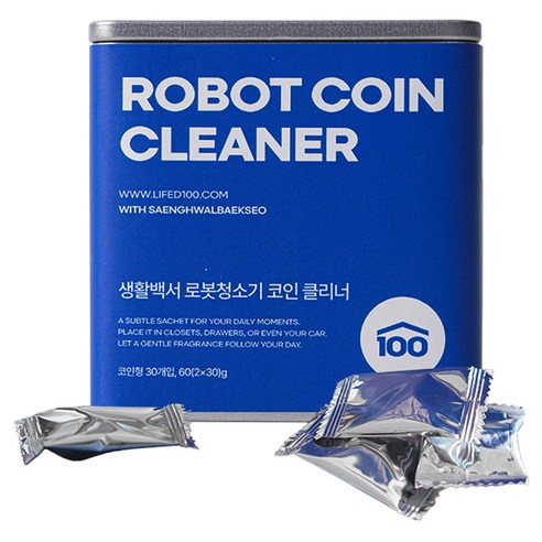 생활백서 로봇청소기 코인 클리너 발포 고체 세제, 1개, 60g