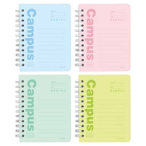 핑크풋 파스텔 캠퍼스 합지수첩 80매 4종 세트, Blue + Green + Mint + Pink, 1세트
