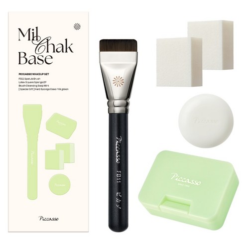 피카소 밀착 베이스 메이크업 스파츌라 브러쉬 + 스펀지 2p + 브러쉬 클렌징 솝 + 케이스 세트 FB11, 1개