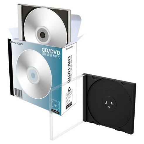컴우드 CD / DVD 경질 슬림케이스 투명 5mm, CW-HC10, 10개