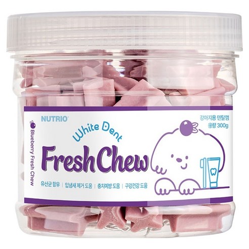 뉴트리오 강아지 화이트덴트 프레쉬츄, 300g, 1개, 블루베리맛
