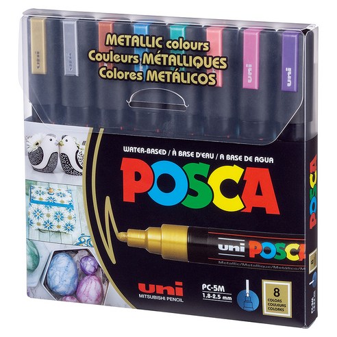 포스카 굵은 글씨용 마카 세트 METALLIC COLORS PC-5M, 8색, 1세트