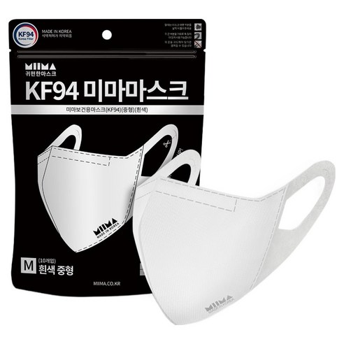 미마 보건용 마스크 성인용 KF94, 10개입, 1개, 흰색