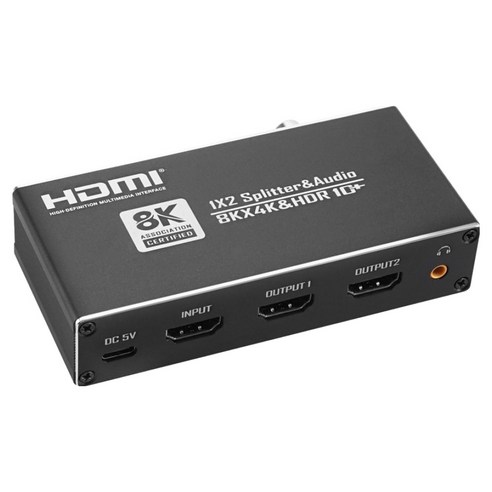 컴스 HDMI 1:2 분배기 8K 4K 60Hz 오디오 신호 분리 AUX 광축 동축, 1개, OU172