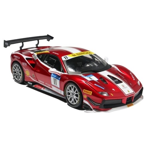브라고 1:24 페라리 488 Challenge Formuia Racing 2017 다이캐스트 레이싱카, 1개, 레드