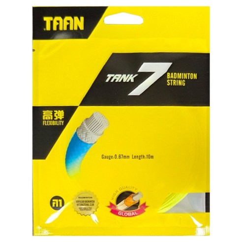 탄 배드민턴 스트링 TANK7, 형광옐로우, 1개