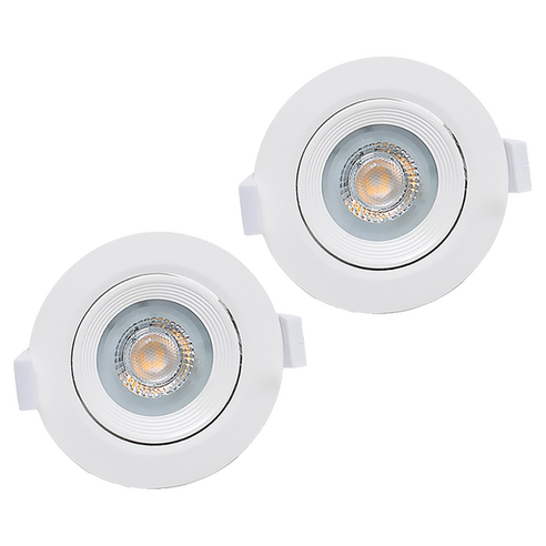 번개표 LED 회전형 다운라이트 매입등 75mm 5W, 화이트 + 주광색, 2개