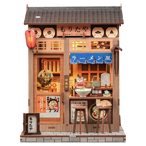 대호토이즈 모리타상 라멘 가게 미니어처 하우스 DIY 키트, 혼합색상, 1세트