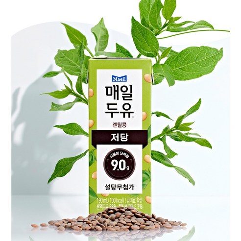 컵에 따른 매일두유 렌틸콩 저당두유, <b>깔끔한 맛</b>