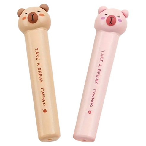엠에스코퍼레이션 큐티바라 카피바라 미니가위 2종 세트, 핑크, 브라운, 1세트
