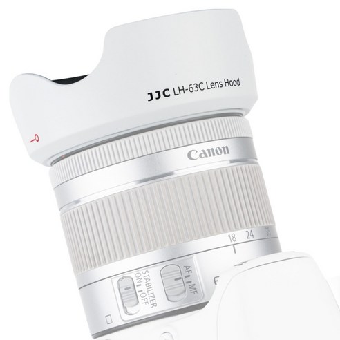 JJC 캐논 RF-S 14-30 24-50 EF-S 18-55 렌즈 후드 원형, LH-63C(WHITE), 1개