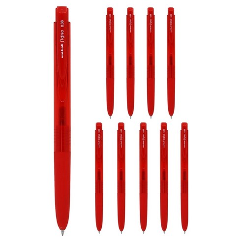 유니볼 시그노 노크식 볼펜 0.38mm, 레드, 10개