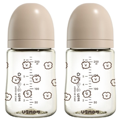 유비맘 시그니처 노꼭지 젖병 트윈팩, 초코몽이(초코), 2개, 200ml