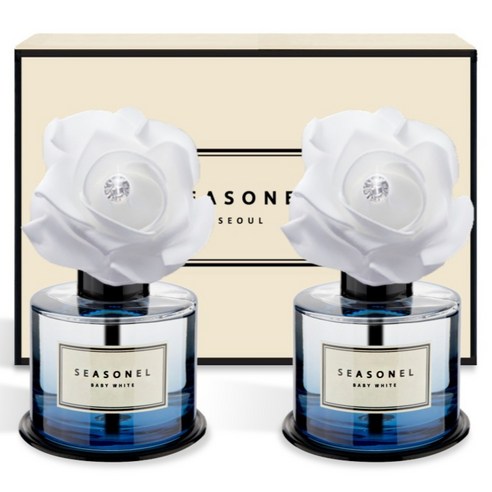 시즈넬 차량용 디퓨저 화이트 로즈 블루 120ml, 2개, 베이비화이트