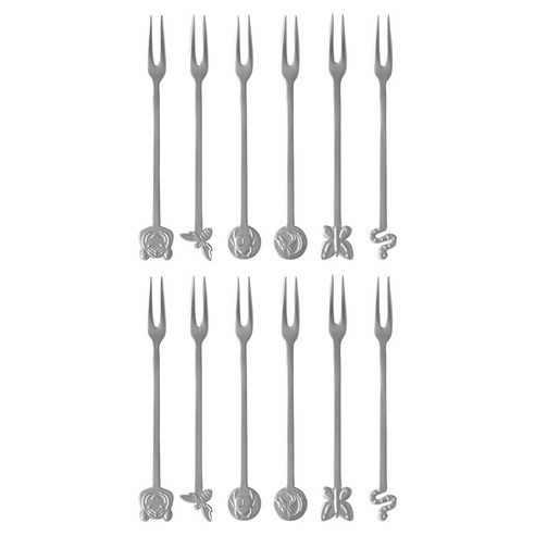 삼보넷 패션 리빙 앤티크 파티 포크스 12종 세트, 실버, 1세트