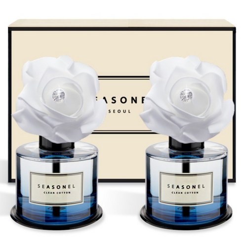 시즈넬 차량용 디퓨저 화이트 로즈 블루 120ml 본품, 2개, 클린코튼
