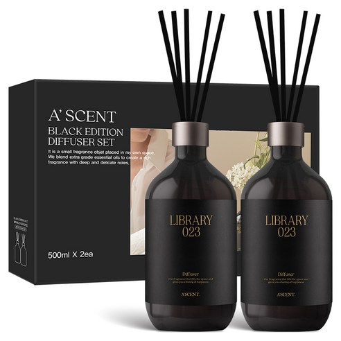 에이센트 블랙 에디션 디퓨저, 라이브러리, 500ml, 2개