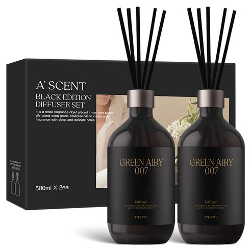 에이센트 블랙 에디션 디퓨저, 그린에어리, 500ml, 2개