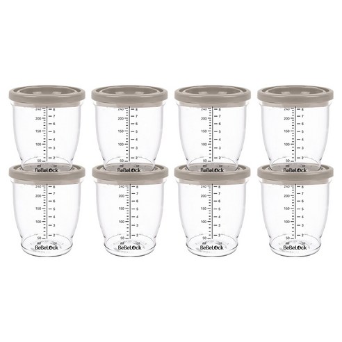 베베락 유아용 PP 밀폐 이유식 용기, 240ml, 초코, 8개