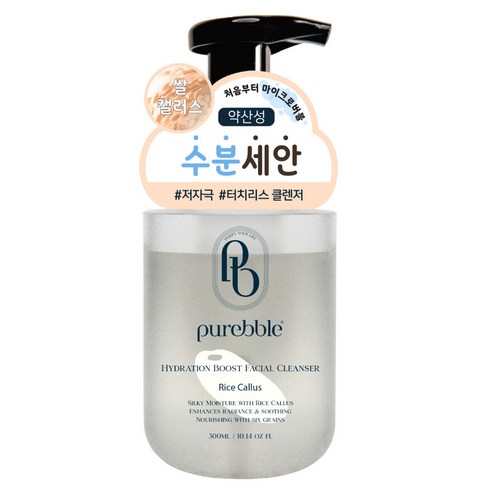 퓨어블 라이스캘러스 모이스처 포밍 클렌저 약산성 클렌징폼, 1개, 300ml