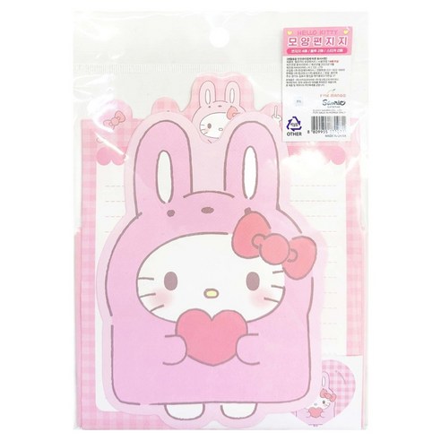 산리오 NEW 모양편지지 + 봉투 + 스티커 헬로키티 세트, 혼합색상, 1세트