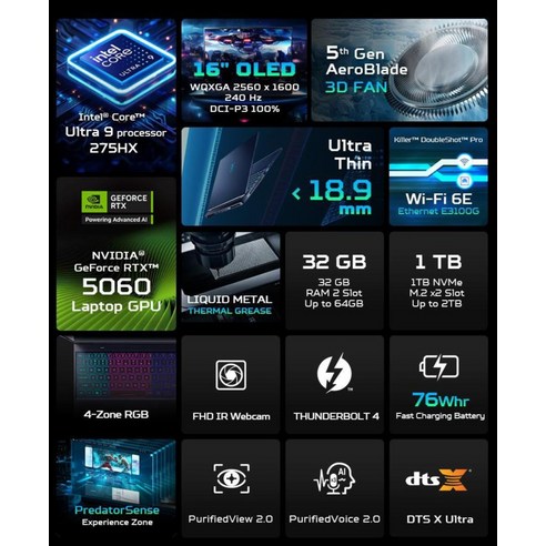 에이서 2025 프레데터 헬리오스 네오 16S 후기 분석 - 키보드 백라이트 상세