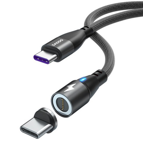 사또 PD 100W 일자형 마그네틱 케이블 + C타입 커넥터 세트, 1세트, 블랙, 2m