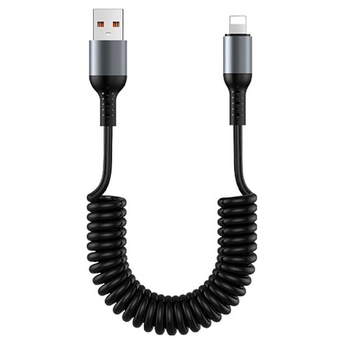 케이스틱 코일 스프링 100w A타입-8핀 고속충전 케이블, 블랙, 1개, 1.5m