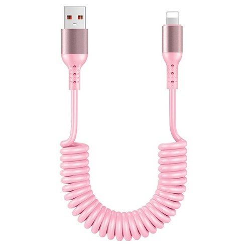 케이스틱 코일 스프링 100w A타입-8핀 고속충전 케이블, 핑크, 1개, 1.5m
