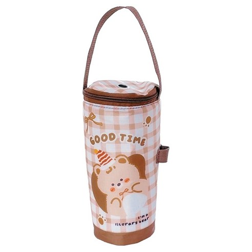 뷰레이터닷컴 랑티 보온보냉 물병가방, 브라운 + 곰, 1개