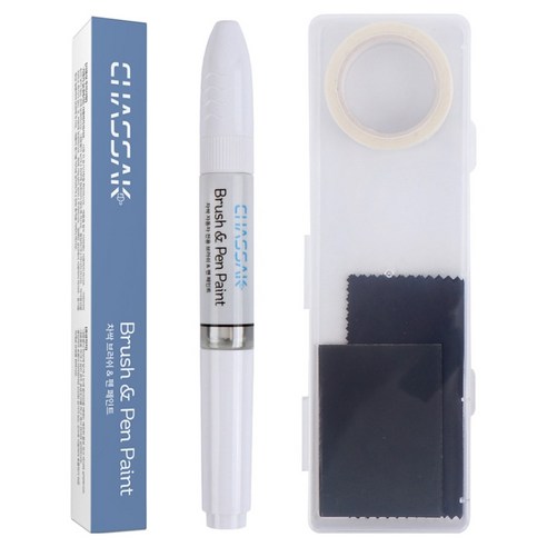 차싹 휠 전용 자동차 붓펜 페인트 + 보관 케이스 + 초극세사 + 사포 3p + 마스킹테이프 풀세트, 1세트, 실버