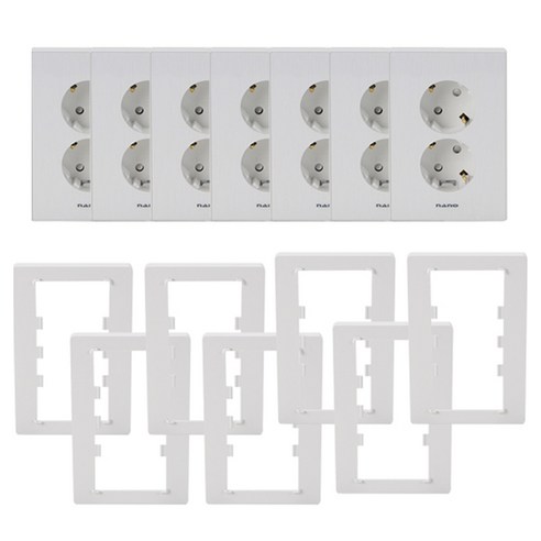 나노전기 아트2 SIMPLE 인테리어 아크릴 배선기구 2구매입 콘센트 7p + 보조대 7p 세트 화이트, 1세트
