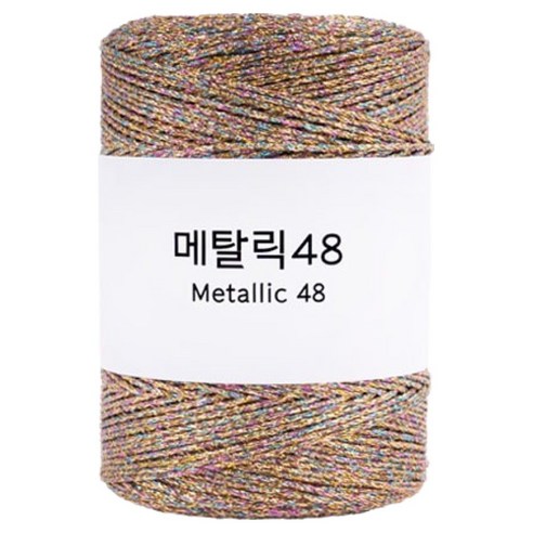 메탈릭 48 뜨개실, 1개, 골드 + 네온