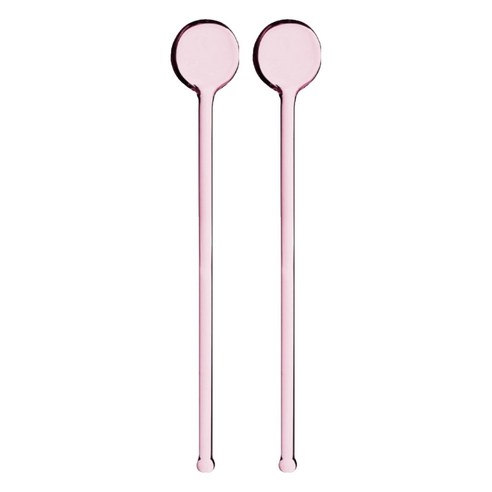 홈카페 라운드 머들러 롱스푼, 핑크, 2개