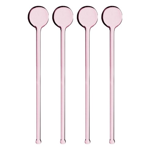 홈카페 라운드 머들러 롱스푼, 핑크, 4개