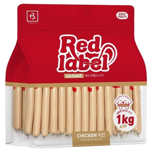 브리더랩 강아지 레드라벨 소시지 치킨 간식, 닭고기맛, 1kg, 1개