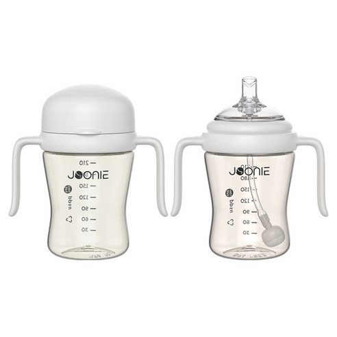 주니 유아용 자기주도컵 210ml + 빨대컵 210ml 세트, 화이트, 1세트