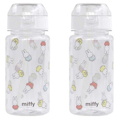 키친유 유아용 미피 빨대 물병, 혼합색상, 350ml, 2개