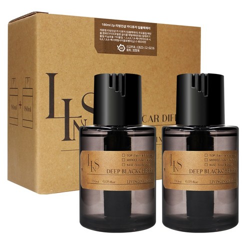 리빙인샵 차량용 솜 디퓨저 180ml x 2p, 딥블랙체리, 1개