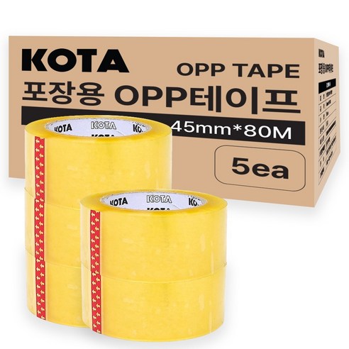 코타 포장용 박스테이프 투명 45mm x 80m, 5개