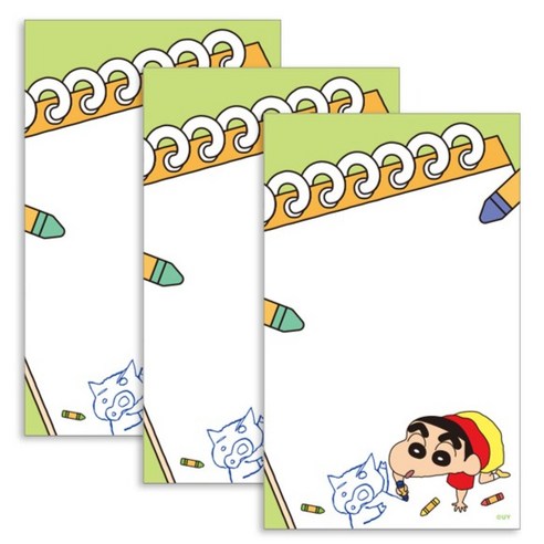 플라잉웨일즈 짱구는 못말려 데일리 메모패드 80 x 130 mm, 낙서, 50매, 3개