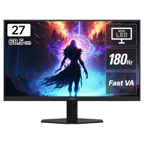 AOC 알파스캔 QHD QD Mini LED 180 HDR 1000 무결점 모니터, 68.5cm, Q27G40XMN